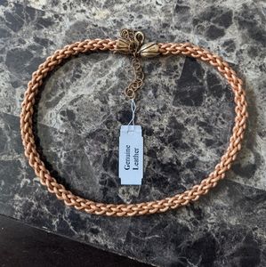 Leather choker cord necklace